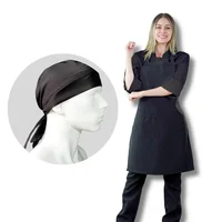 Uniforme Chef Chaqueta Negra Pantalón Negro Delantal Peto Negro Obsequio Cofia Negra Dama M