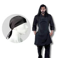 Uniforme Chef Chaqueta Negra Pantalón Negro Delantal Peto Negro Obsequio Cofia Negra Hombre 3XL