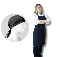 Uniforme Chef Chaqueta Blanca Pantalón Negro Delantal Peto Negro Obsequio Cofia Negra Dama S