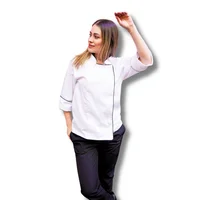 Uniforme Chef Chaqueta Blanca Pantalón Negro Dama 3XL