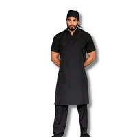 Uniforme Antifluido Cocina Camisa Negra Pantalón Negro Delantal Peto Negro Obsequio Cofia Negra Hombre L
