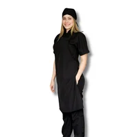 Uniforme Antifluido Cocina Camisa Negra Pantalón Negro Delantal Peto Negro Obsequio Cofia Negra Dama XS