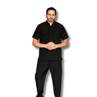 Uniforme Antifluido Cocina Camisa Negra Pantalón Negro Hombre S