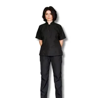 Uniforme Antifluido Cocina Camisa Negra Pantalón Negro Dama 2XL