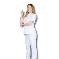 Uniforme Antifluido Cocina Camisa Blanca Pantalón Blanco Dama XS
