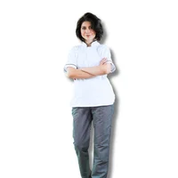 Uniforme Antifluido Cocina Camisa Blanca Pantalón Rayas Dama XL