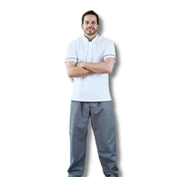 Uniforme Antifluido Cocina Camisa Blanca Pantalón Rayas Hombre S