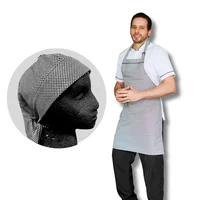 Uniforme Antifluido Cocina Camisa Blanca Pantalón Negro Delantal Peto Gallineto Obsequio Cofia Gallineto Hombre 3XL
