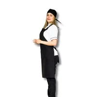 Uniforme Antifluido Cocina Camisa Blanca Pantalón Negro Delantal Peto Negro Obsequio Cofia Negra Dama L