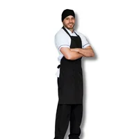 Uniforme Antifluido Cocina Camisa Blanca Pantalón Negro Delantal Peto Negro Obsequio Cofia Negra Dama 2XL