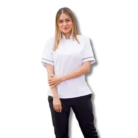 Uniforme Antifluido Cocina Camisa Blanca Pantalón Negro Dama L