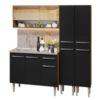 Cocina Integral Emilly 1.70m Con Mesón de Acero Marrón/negro 14