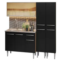 Cocina Integral Emilly 1.70m Con Mesón de Acero Marrón/negro 12