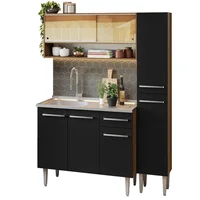 Cocina Integral Emilly 1.40m Con Mesón de Acero Marrón/negro 10