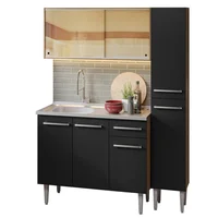 Cocina Integral Emilly 1.40m Con Mesón de Acero Marrón/negro 08