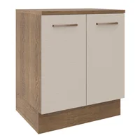 Mueble De Cocina Bajo 2 Puertas Agata 70 Cm Marrón/Crema