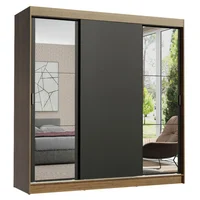 Closet Reno 3 Puertas Corredizas con 2 Espejos Marrón/negro