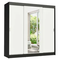 Closet Reno 3 Puertas Corredizas con 1 Espejo Negro/blanco