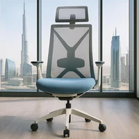 Silla De Escritorio Ejecutiva Blanca Y Azul Clovercol