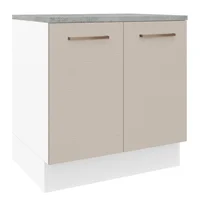 Mueble De Cocina Bajo 2 Puertas Agata 80 Cm Blanco/Crema