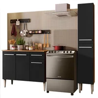 Cocina Integral Emilly Silver 1.40m Marrón/negro 01