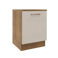 Mueble De Cocina Bajo 1 Puerta Agata 60 Cm Marrón/Crema