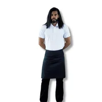 Uniforme MeseroCamiseta Polo Blanca Xl + Pantalon Jean Negro T38 + Delantal de Cintura Hombre