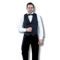 Uniforme Mesero Camisa Oxford Blanca Xl + Pantalón Negro T38 + Chaleco Negro Hombre + Corbatín