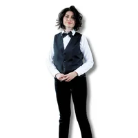 Uniforme Mesero Camisa Oxford Blanca m + Pantalón Negro T12 + Chaleco Negro Dama + Corbatín