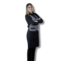 Uniforme Mesero Camisa Oxford Negra S + Pantalon Jean Negro T12 + Delantal Tipo Chaleco Dama