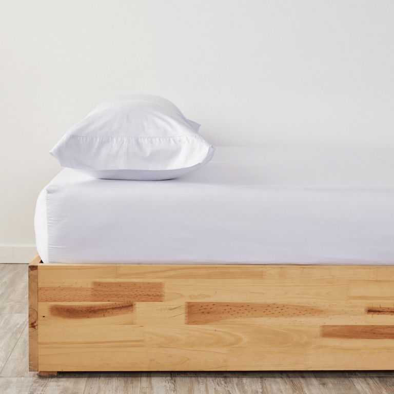 Set Sábana+Fundas 400H 100% Algodón Blanco Sencillo DISTRIHOGAR