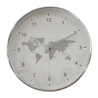 Reloj Mapa Plástico 30.5x30.5 Cm Plata Suiza