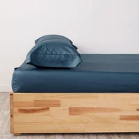 Set Sábana Ajustable + Fundas Hotel Experience 300 Hilos 100% Algodón Azul Semidoble