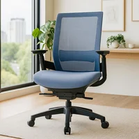 Silla De Escritorio Gris Y Azul Clovercol
