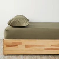Set Sábana Ajustable Más Fundas 200 Hilos 100% Algodón Verde Militar Sencillo