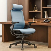 Silla De Escritorio Ejecutiva Gris Y Azul Clovercol