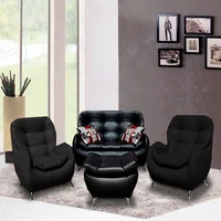 Juego de Sala Paris 130X95X90Cm Negro Ecocuero