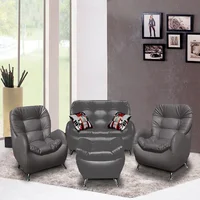 Juego de Sala Paris 130X95X90Cm Gris Ecocuero