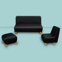 Sala Moderna Elipse 160X80X90Cm Negro Ecocuero
