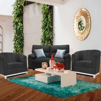 Sala Moderna Congo 180X80X90Cm Negro Ecocuero