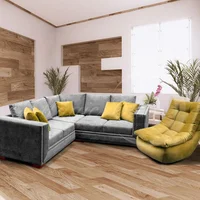 Sala Moderna Belarus 200X80X90Cm Gris Microfibra
