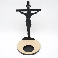 Porta Velas Religioso de Proyección de La Cruz de Cristo En Acero Grande Con Velón