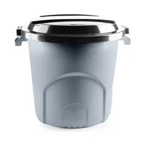 Caneca Tanque Multiuso Plástico 50 L con Tapa y Manijas Gris Set X 10 Unidades