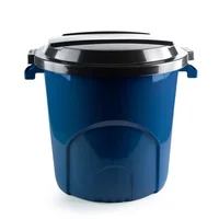 Caneca Tanque Multiuso Plástico 50 L con Tapa y Manijas Azul Set X 10 Unidades