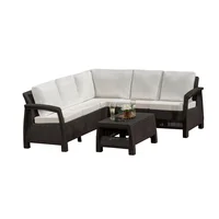 Juego De Terraza Sala Exterior Esquinero Polipropileno 3 Piezas Ferrara Fancy Taupe
