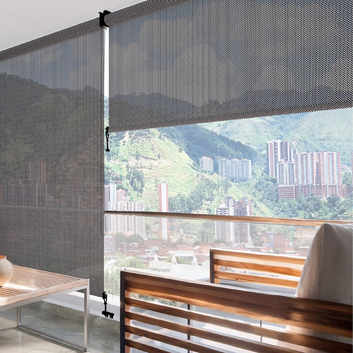 LIDER CORTINAS Y AMBIENTES - Cortina Enrollable Screen Exterior Tempo Humo 120x240 Cm
