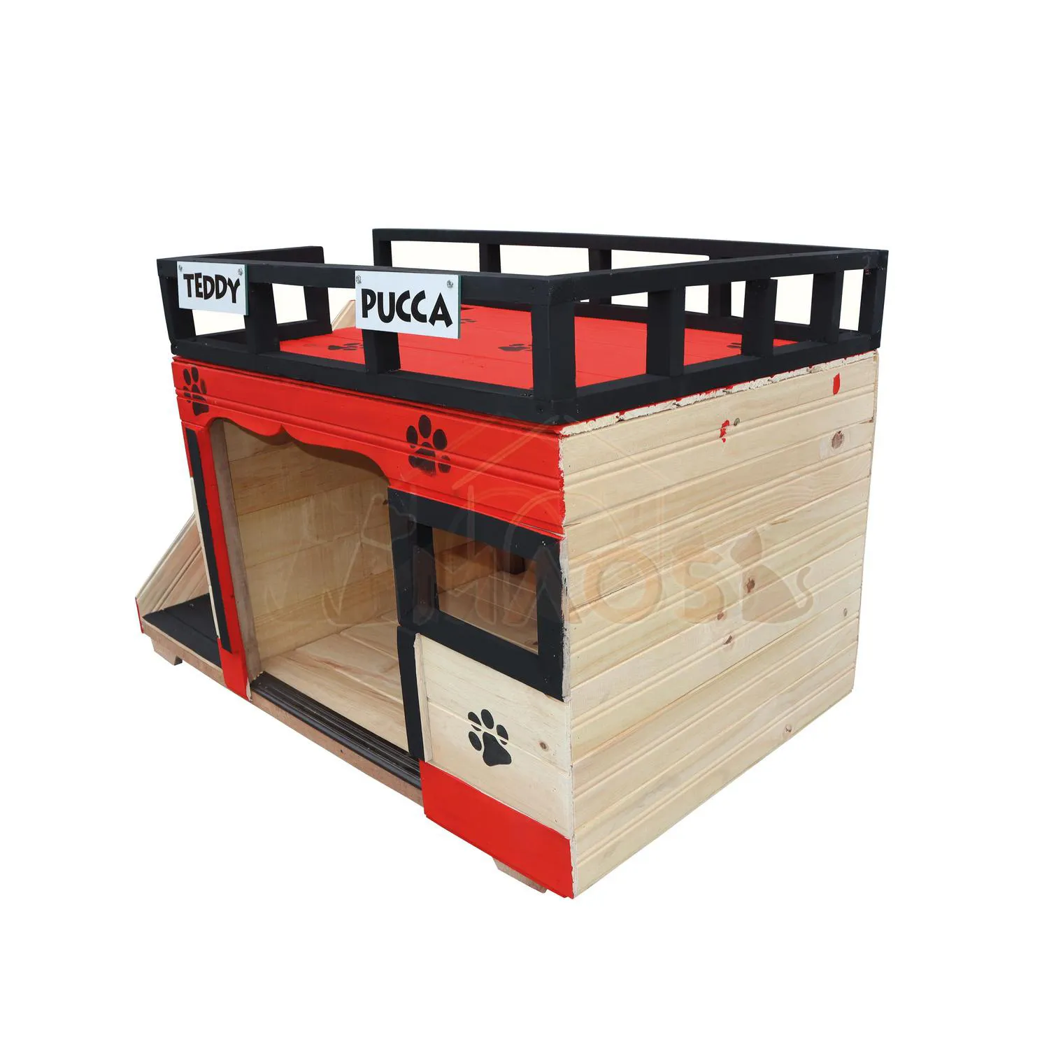 Casa En Madera Pino Mediana Terraza Perro Roja 3