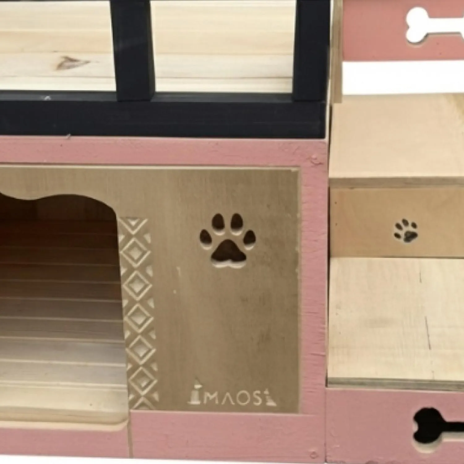 Casa En Madera Pino Pequeña Terraza Perro Rosada 3