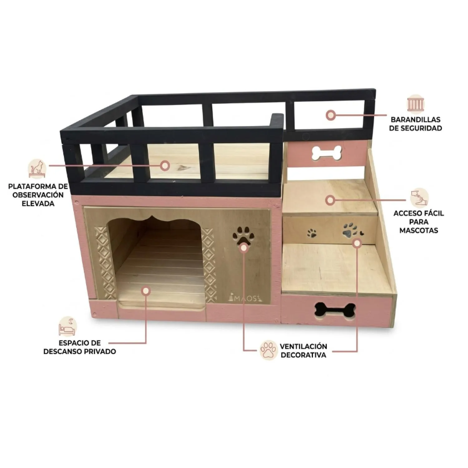 Casa En Madera Pino Pequeña Terraza Perro Rosada 5