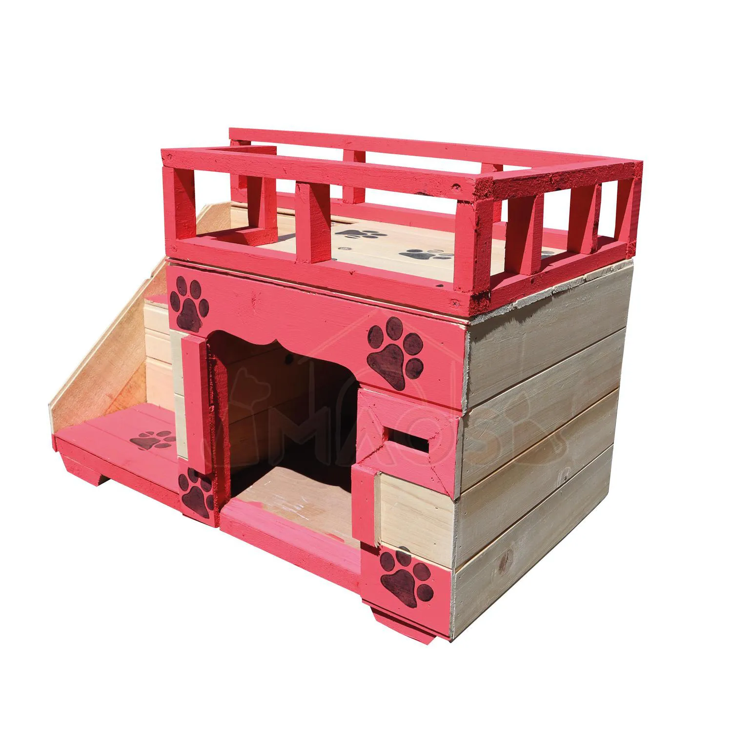 Casa En Madera Pino Pequeña Terraza Perro Rosada 6